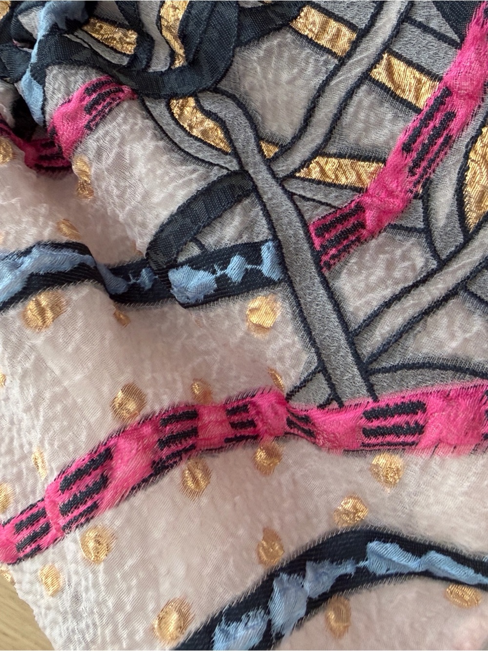 Patterned Pink Multicolor Textured Top - Picture 4 of 11